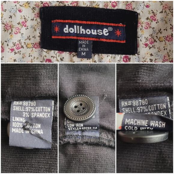 Vtg Dollhouse Black Corduroy Dark Academia Dark Romance Romantic Blazer Medium - Picture 3 of 8